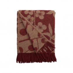 Körsbärsträdgården, pläd, vinröd beige