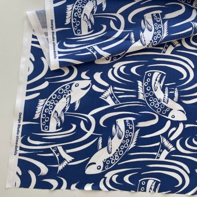 Fiskdans, metervara, blå, 150cm