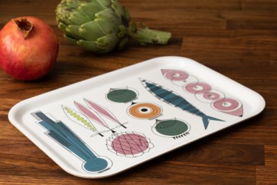 Picknick, bricka, blå rosa