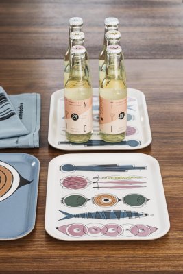 Picknick, bricka, blårosa, 27x20cm