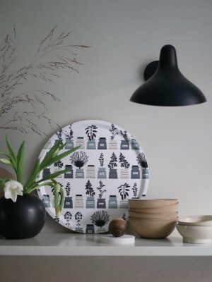 Persons kryddskåp, bricka, grön grå, 38 cm