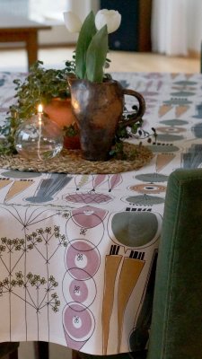 Picknick, vaxduk, blårosa