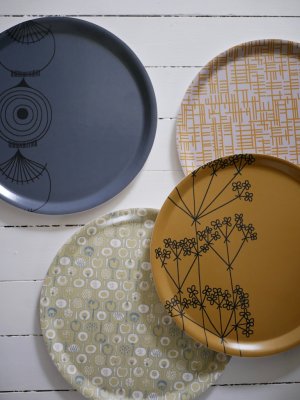 Pomona, rund bricka, gul/grön, 38cm