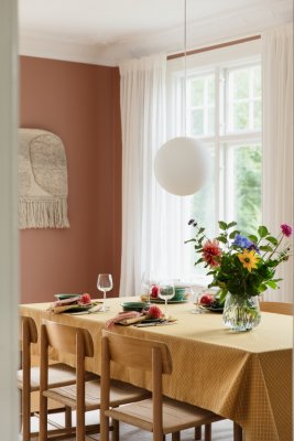 Prickruta, tyg på metervara, ockra, 150cm