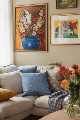 Almedahls Prickruta, kuddfodral, blå, 47x47cm