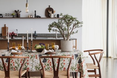 Körsbärsträdgården, duk, beige, 145x250cm