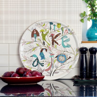 Fåglarna berättar, bricka som inredningsdetalj