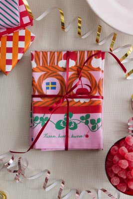 Hurra, hurra, hurra!, kökshandduk, rosa