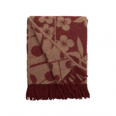 Körsbärsträdgården, pläd, vinröd beige