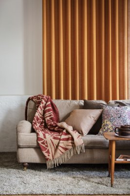 Kotteri, vinröd beige pläd