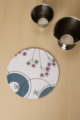 Picknick, blå/rosa grytunderlägg