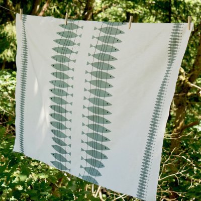 Sill, vaxduk metervara, gröngrå, 145cm