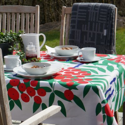 Almedahls Surt sa räven, grön vaxduk på metervara