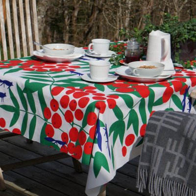 Almedahls Surt sa räven, grön vaxduk på metervara