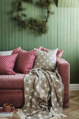 Korg, kuddfodral, röd, 47x47cm