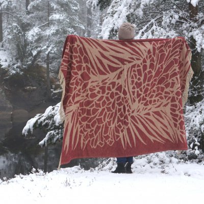 Kotteri, vinröd beige pläd