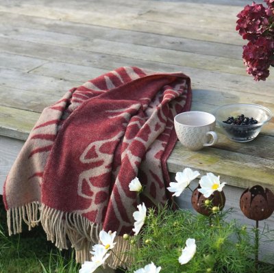 Kotteri, vinröd beige pläd