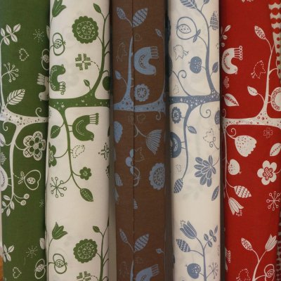 Fågelsång, metervara, röd neg, 150cm