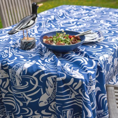 Fiskdans, metervara, blå, 150cm