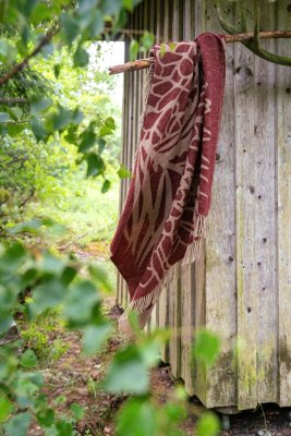 Kotteri, pläd, vinröd beige